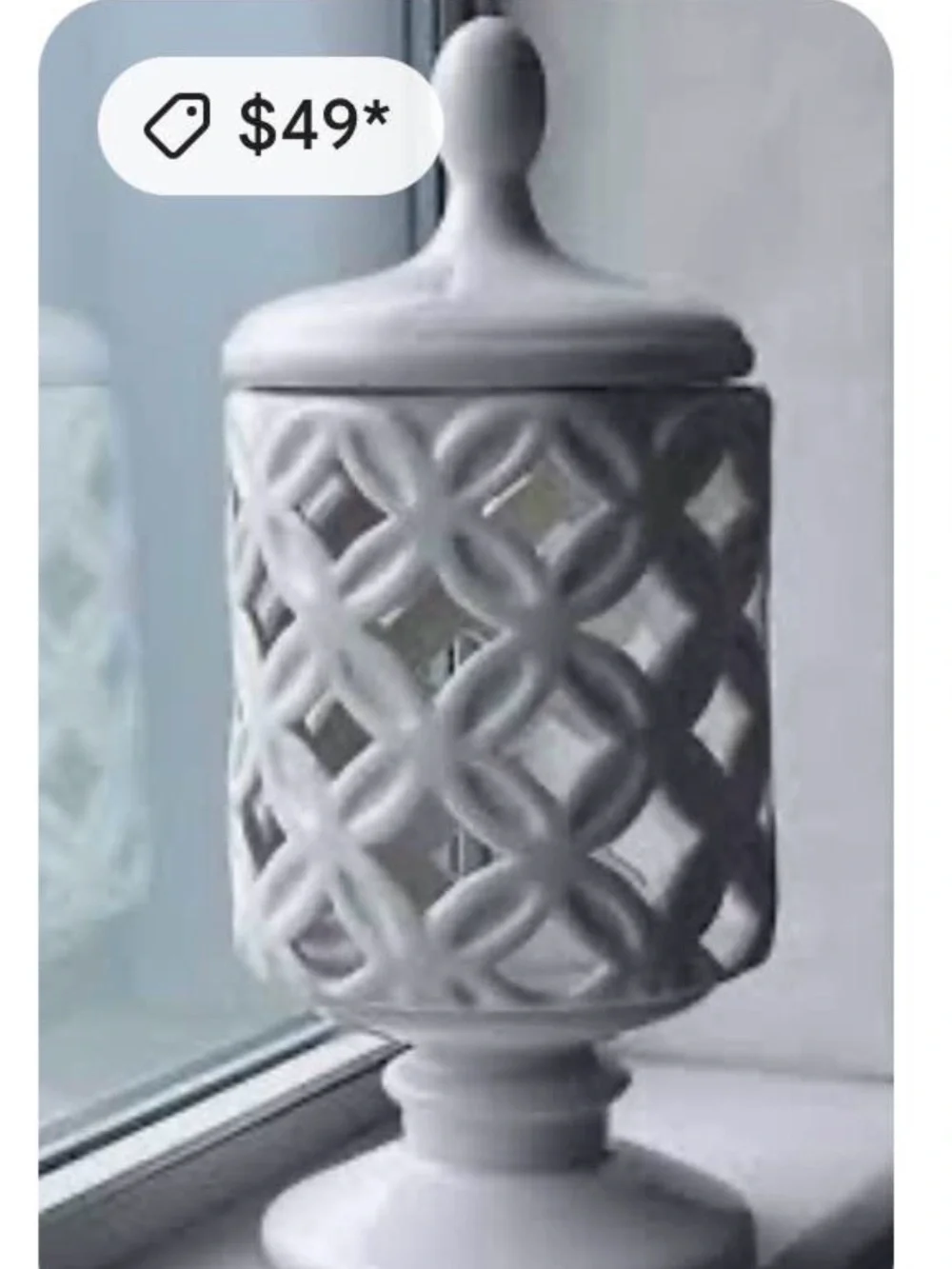 Williams Sonoma Exclusive Ceramic Lattice Ginger Jar w/Lid, White Vase Decor